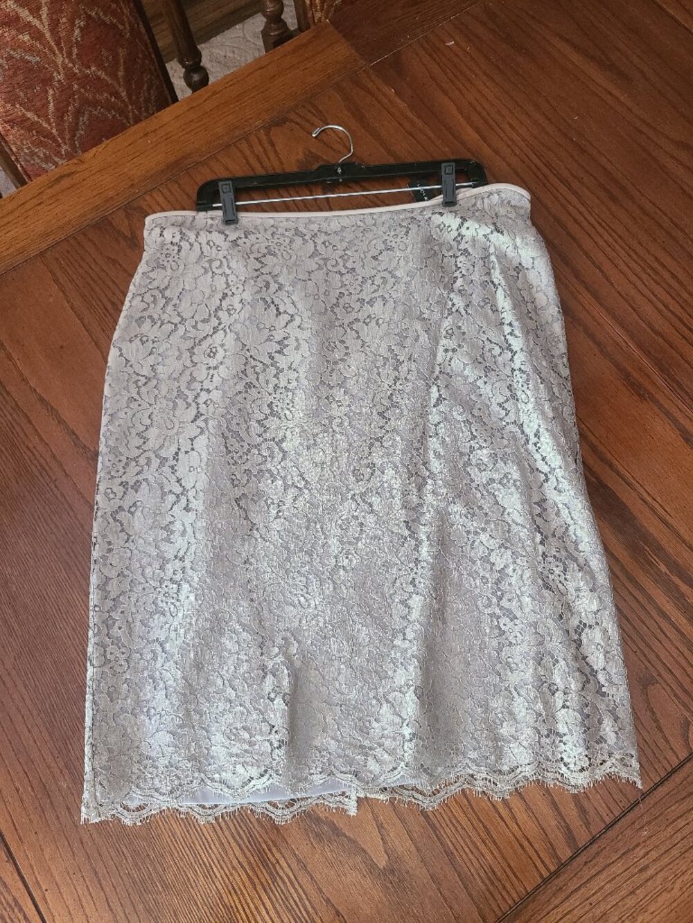 NWT Linda Allard Ellen Tracy Grey Floral Lace Pencil Skirt Size 16